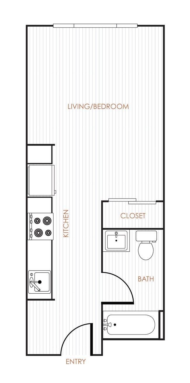 Studio, 1 Bath Model floor plan